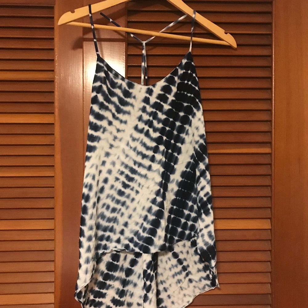 BLUE and white patterned tank
